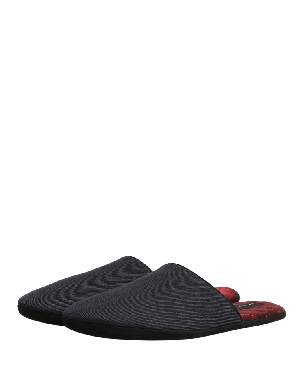 Dolce & Gabbana Dark Navy Wool Cotton Red Chevron Slippers Shoes - Zeiniez