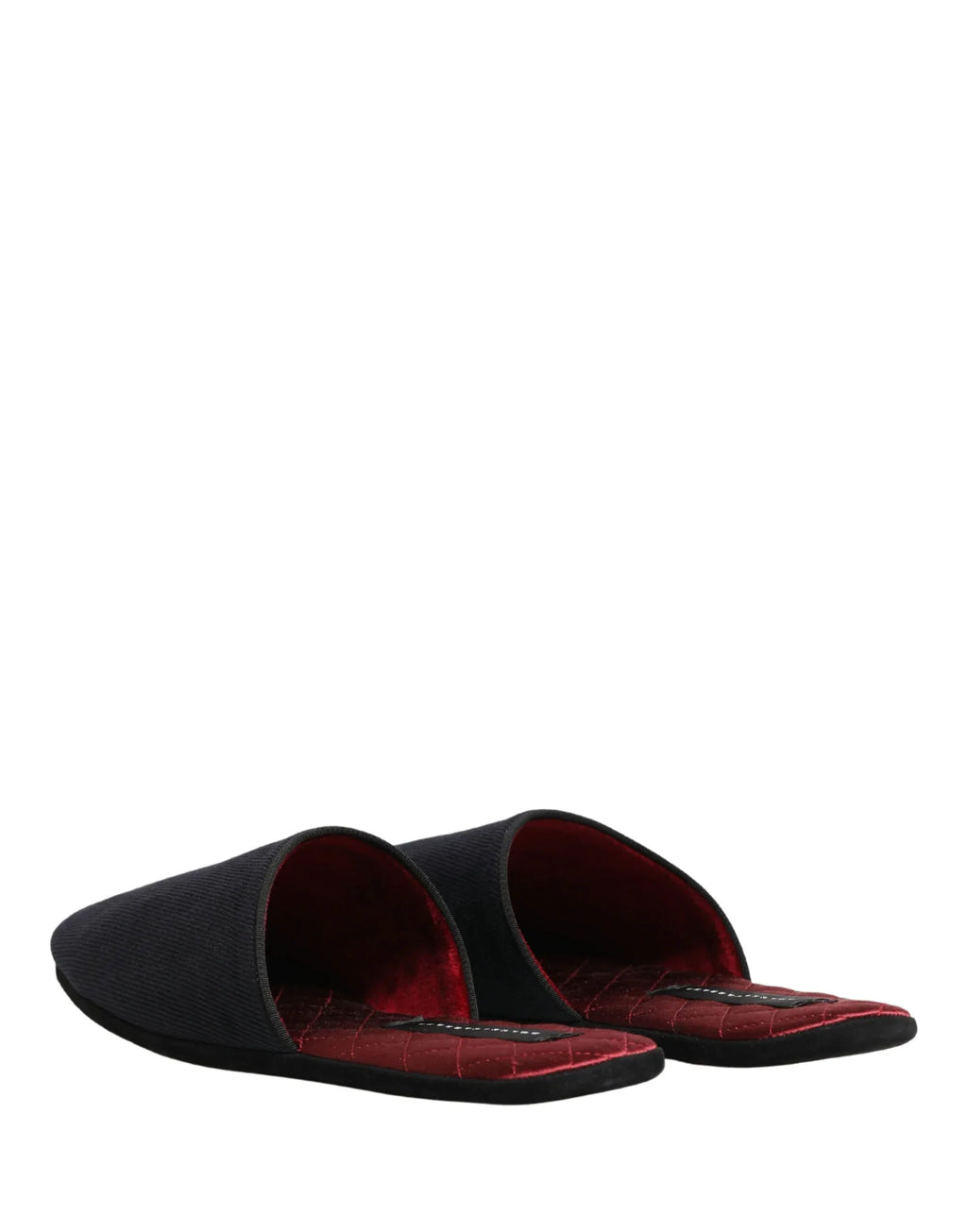 Dolce & Gabbana Dark Navy Wool Cotton Red Chevron Slippers Shoes - Zeiniez