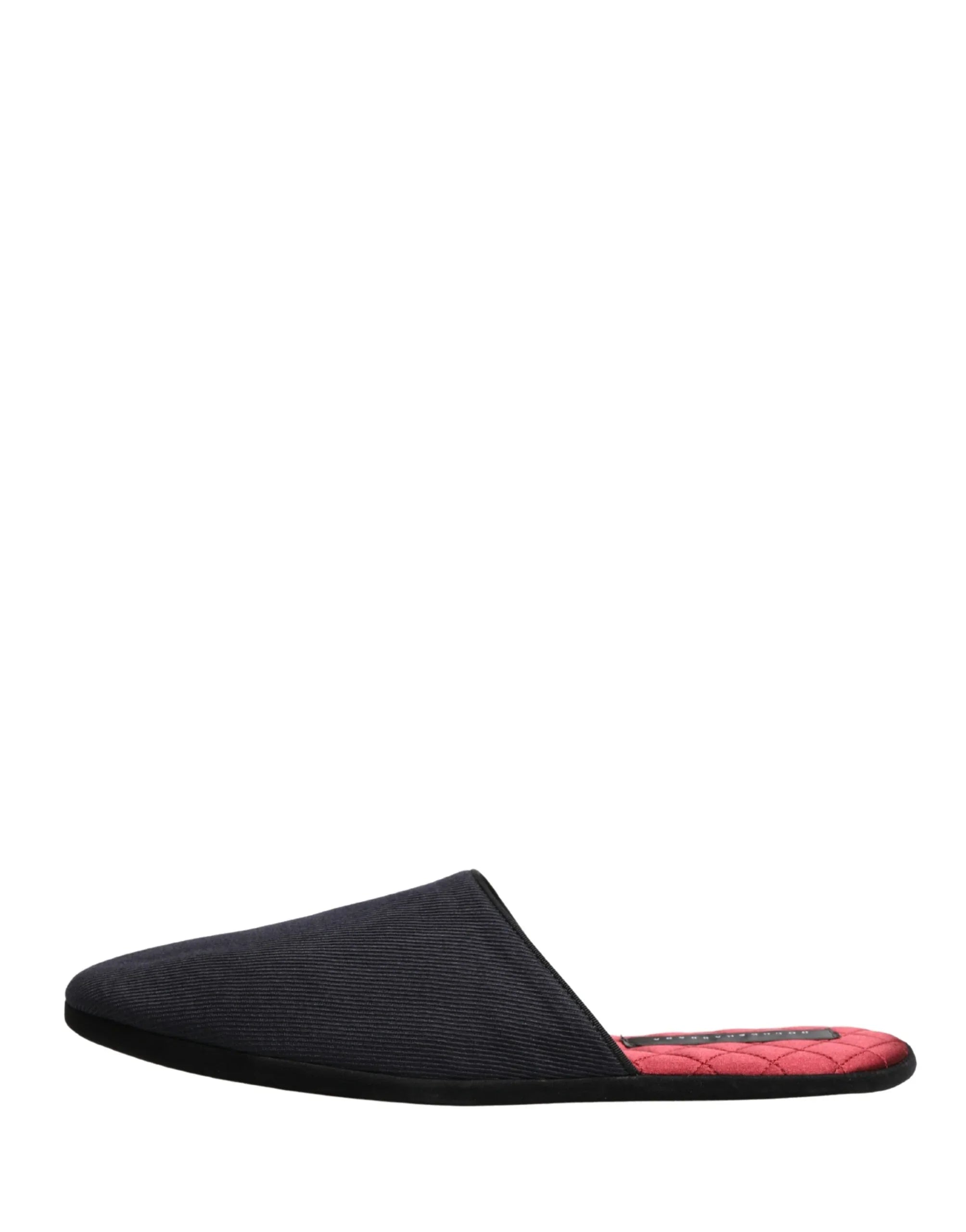 Dolce & Gabbana Dark Navy Wool Cotton Red Chevron Slippers Shoes - Zeiniez