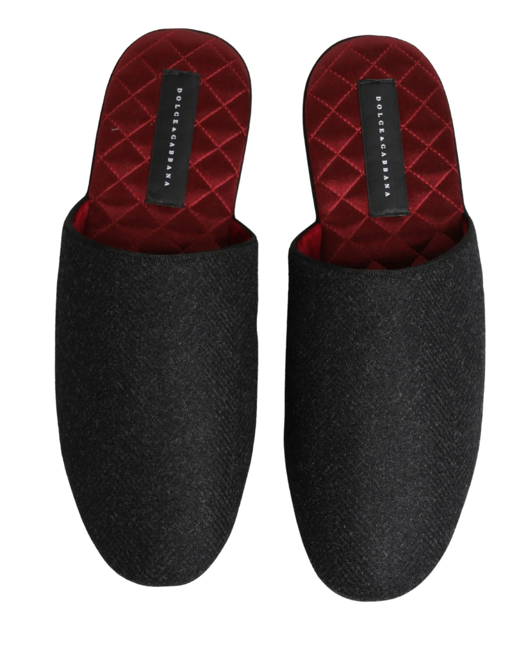 Dolce & Gabbana Anthracite Wool Cashmere Quilted Slippers Shoes - Zeiniez