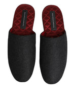 Dolce & Gabbana Anthracite Wool Cashmere Quilted Slippers Shoes - Zeiniez