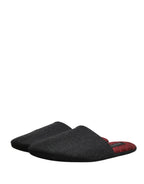Dolce & Gabbana Anthracite Wool Cashmere Quilted Slippers Shoes - Zeiniez