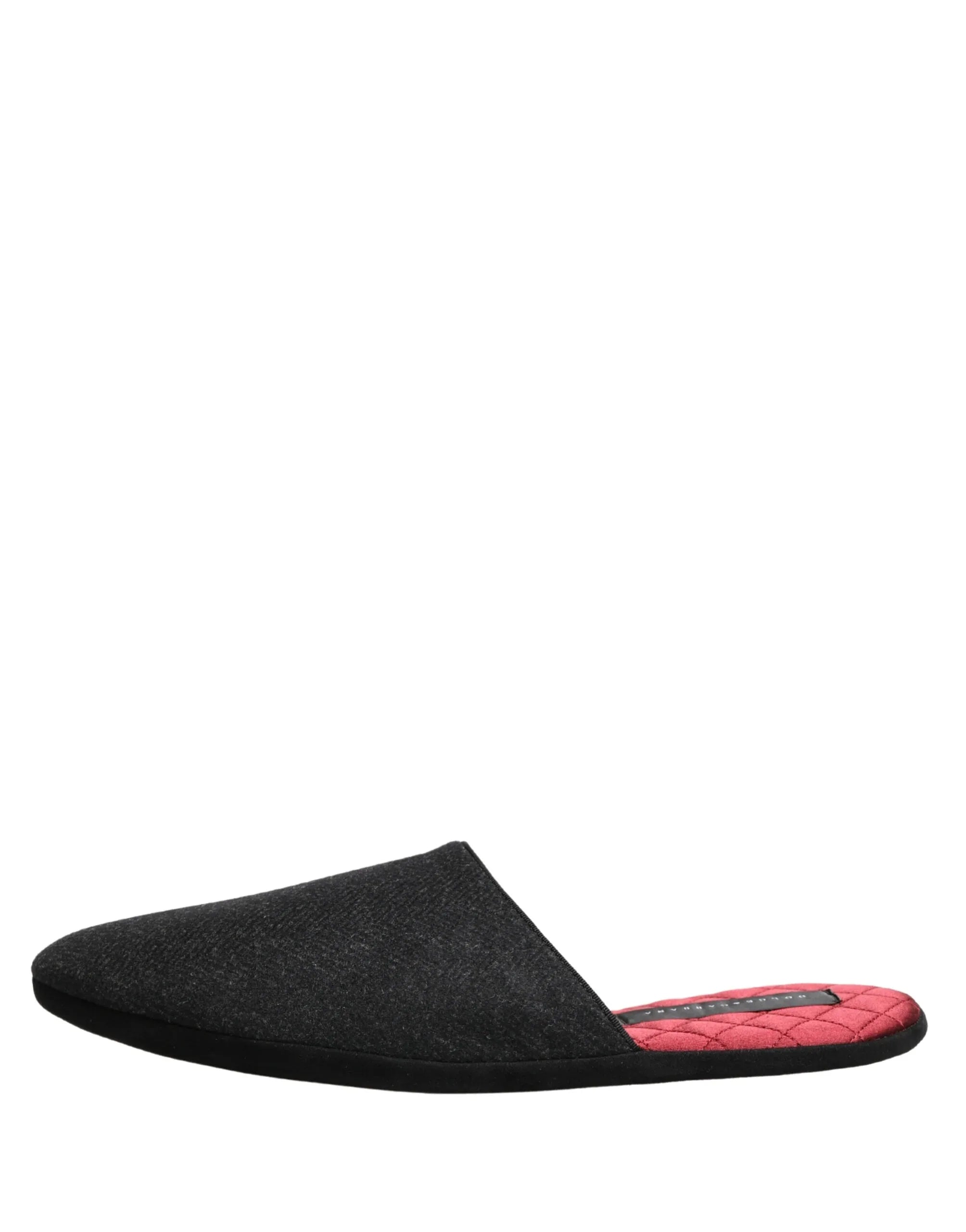 Dolce & Gabbana Anthracite Wool Cashmere Quilted Slippers Shoes - Zeiniez