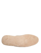 Dolce & Gabbana Beige Shetland Wool Red Quilted Slippers Shoes - Zeiniez