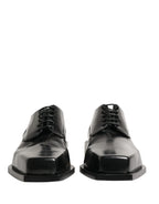 Dolce & Gabbana Black Matte Lace-Up Leather Dress Derby Shoes - Zeiniez