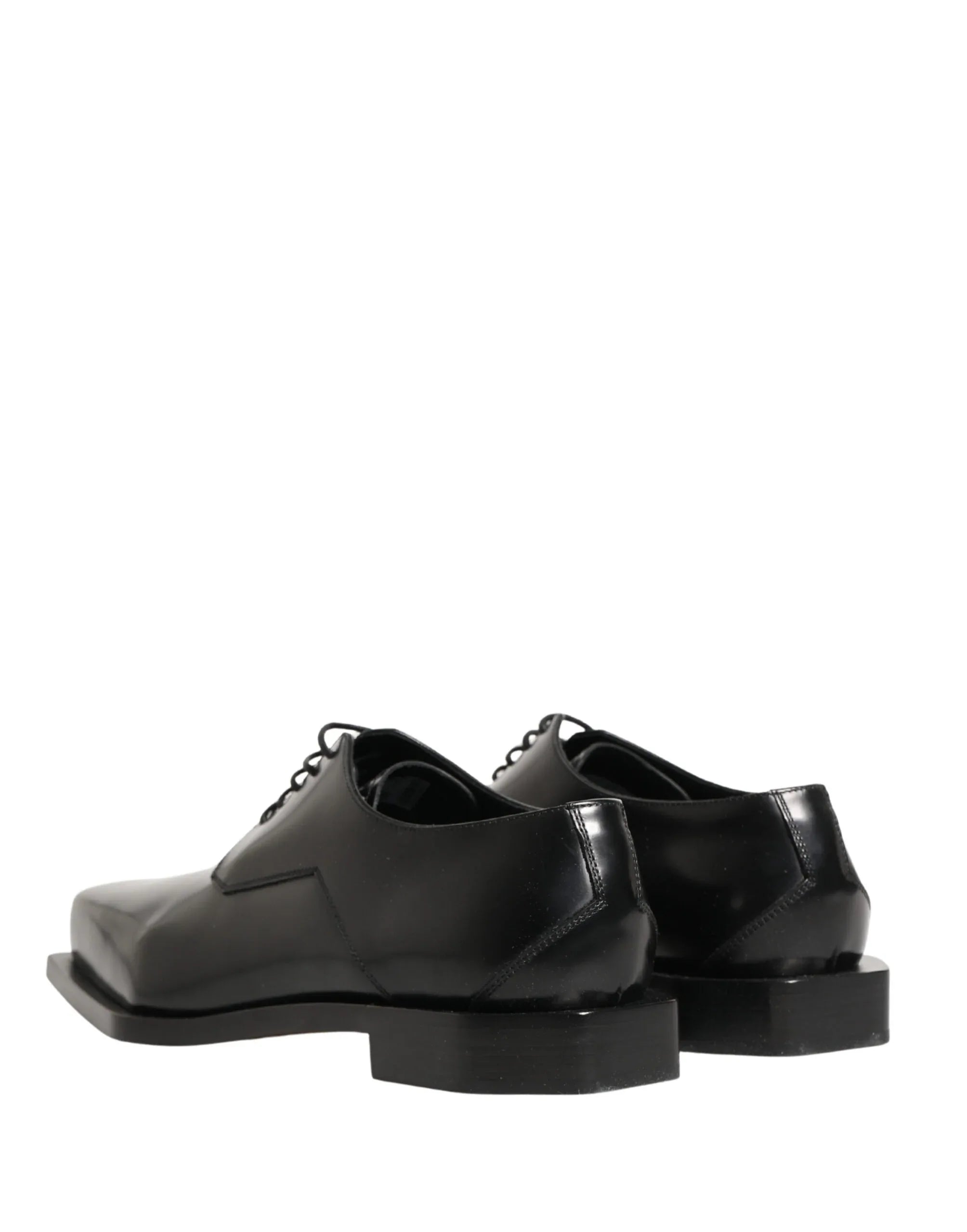 Dolce & Gabbana Black Matte Lace-Up Leather Dress Derby Shoes - Zeiniez