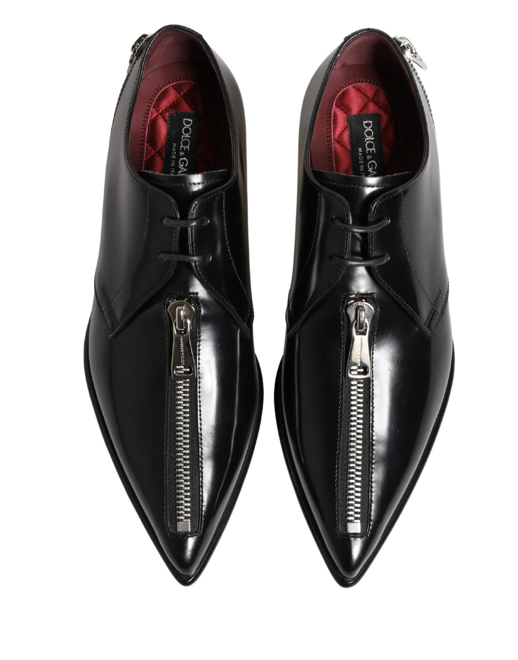 Dolce & Gabbana Men Black Lace-Up Leather Zip Dress Derby Shoes - Zeiniez