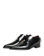 Dolce & Gabbana Men Black Lace-Up Leather Zip Dress Derby Shoes - Zeiniez