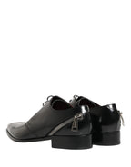 Dolce & Gabbana Men Black Lace-Up Leather Zip Dress Derby Shoes - Zeiniez