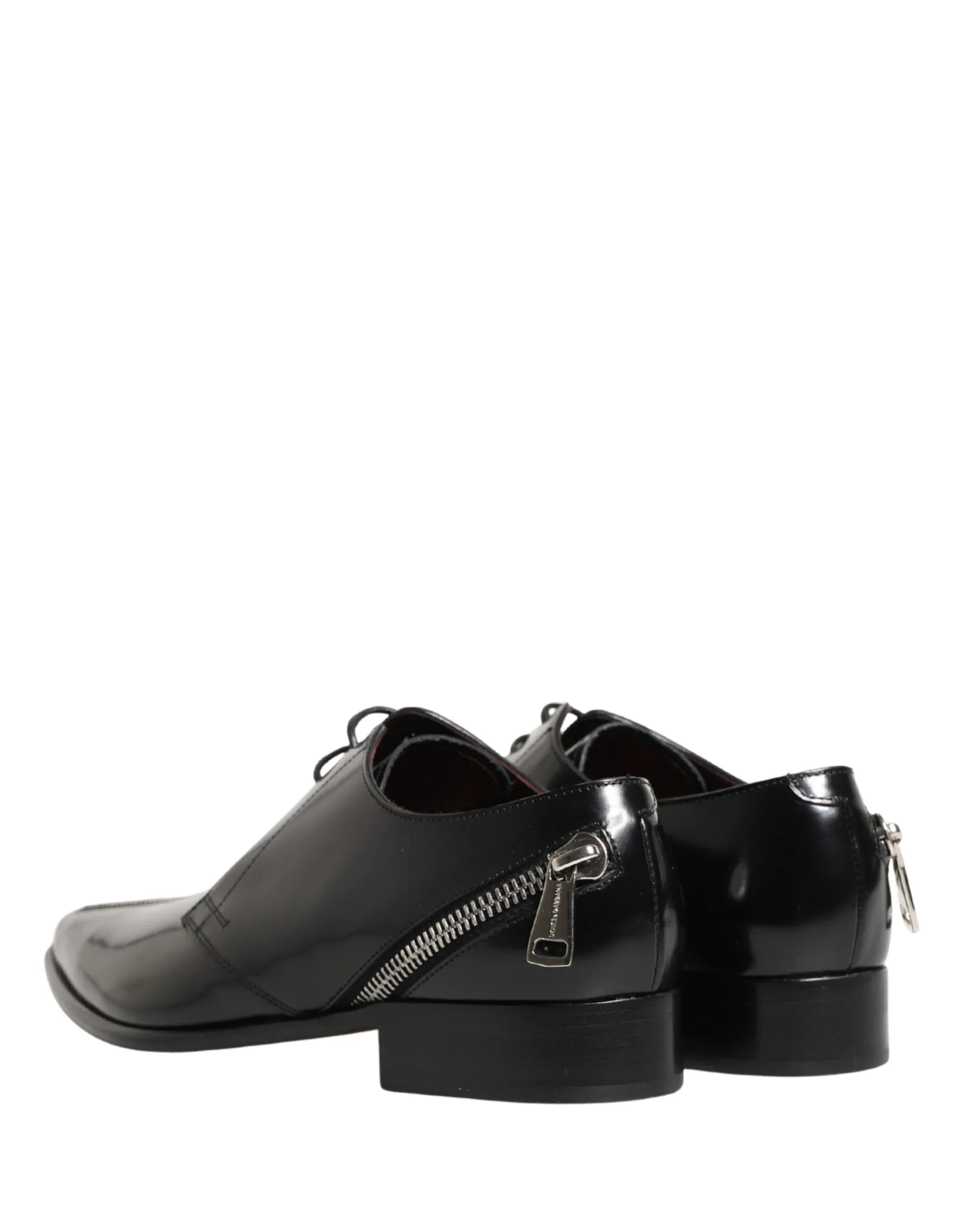 Dolce & Gabbana Men Black Lace-Up Leather Zip Dress Derby Shoes - Zeiniez