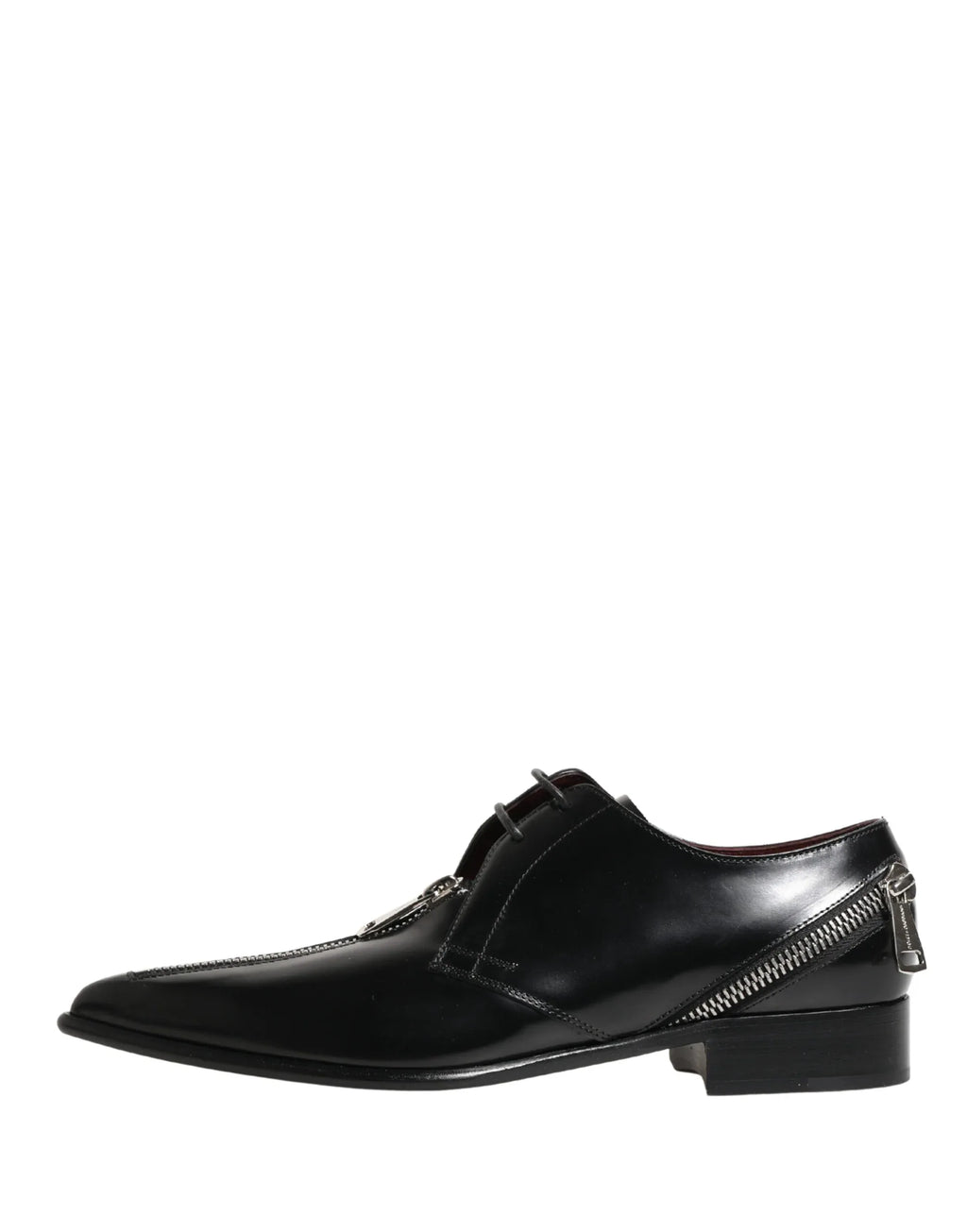 Dolce & Gabbana Men Black Lace-Up Leather Zip Dress Derby Shoes - Zeiniez