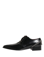 Dolce & Gabbana Men Black Lace-Up Leather Zip Dress Derby Shoes - Zeiniez