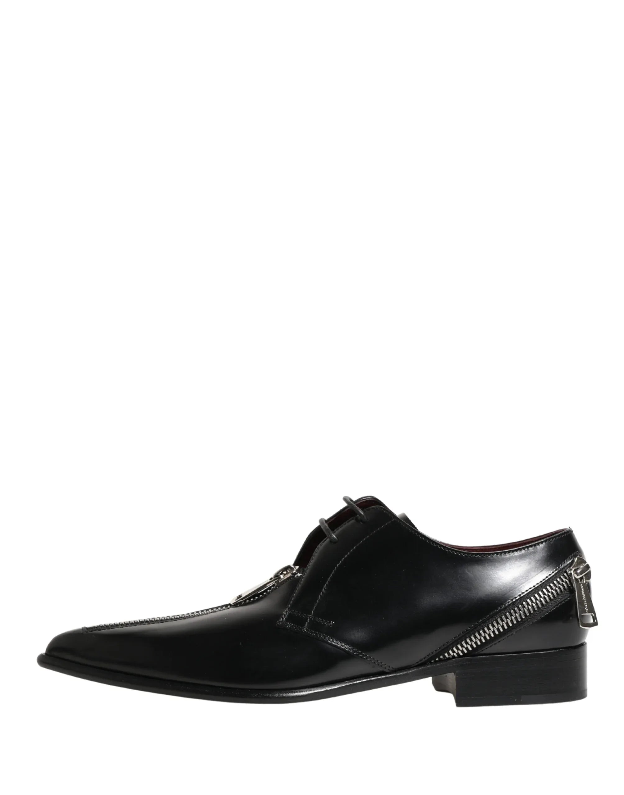 Dolce & Gabbana Men Black Lace-Up Leather Zip Dress Derby Shoes - Zeiniez