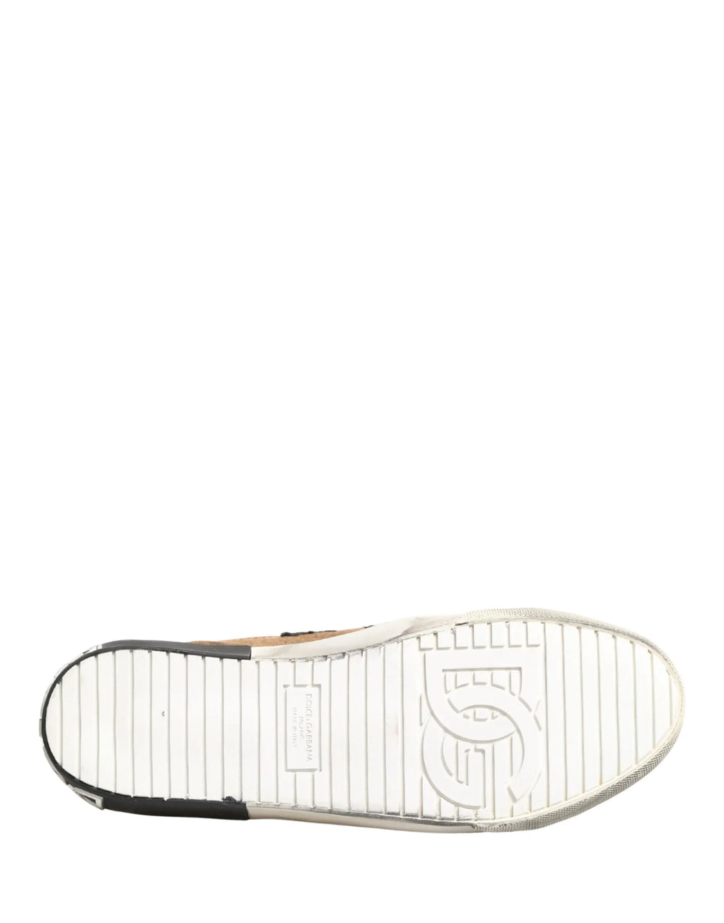 Dolce & Gabbana Brown Black Patch Denim Low Top Sneakers Shoes - Zeiniez