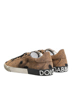 Dolce & Gabbana Brown Black Patch Denim Low Top Sneakers Shoes - Zeiniez