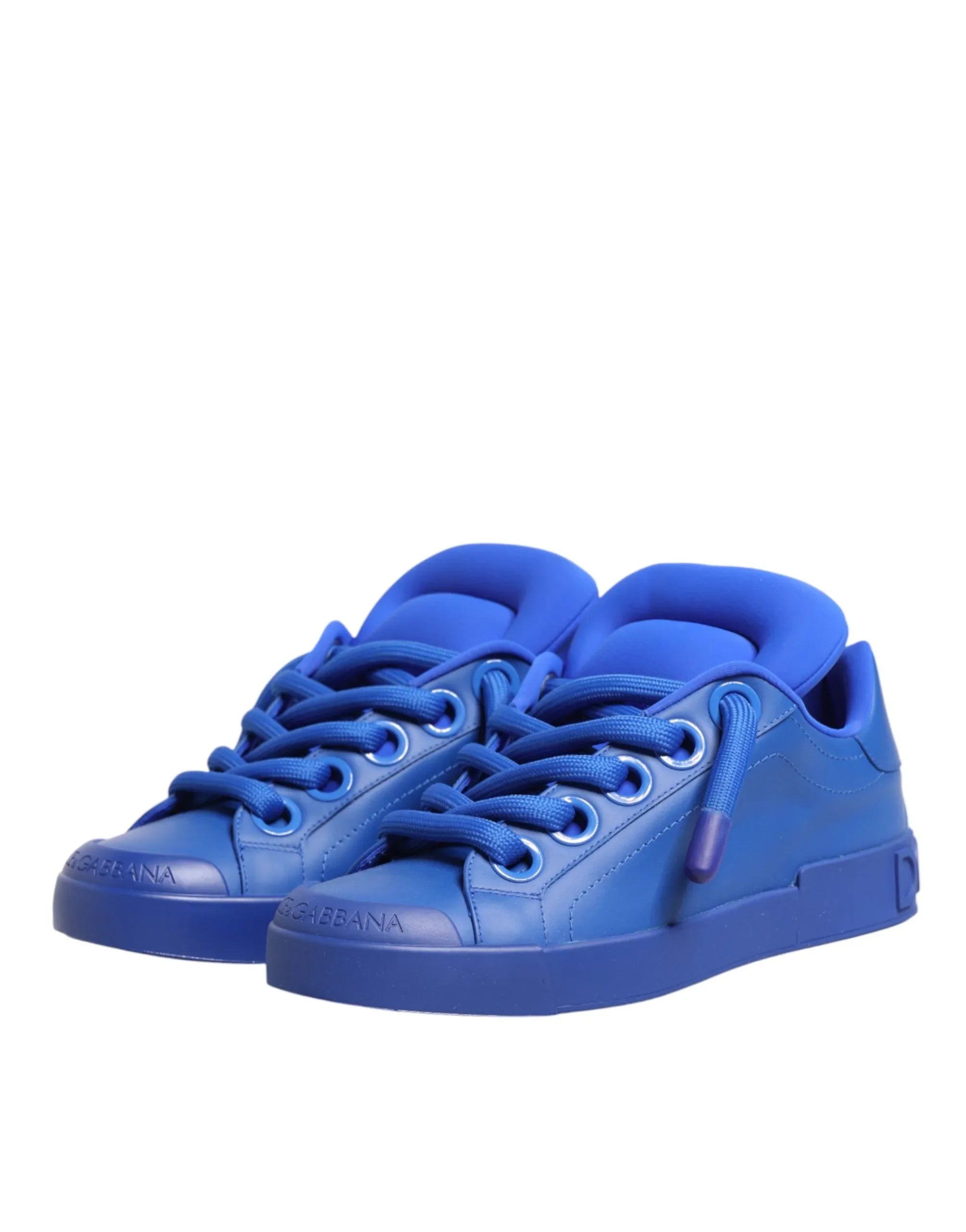 Dolce & Gabbana Blue Leather DG Logo Sole Low Top Sneakers Shoes - Zeiniez