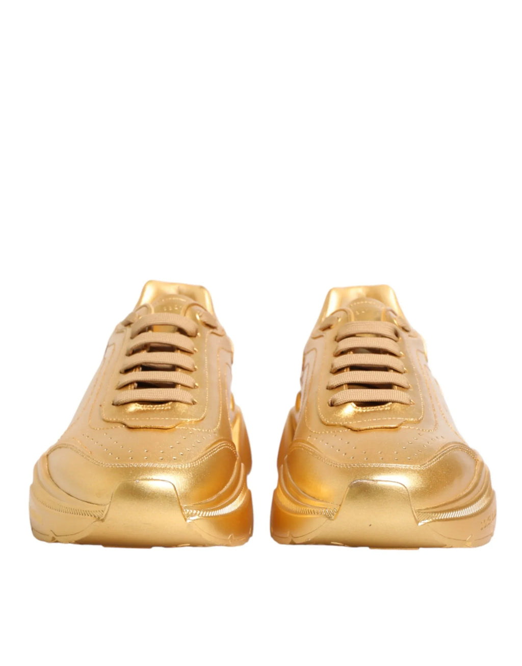Dolce & Gabbana Gold Leather Daymaster Chunky Sneakers Shoes - Zeiniez