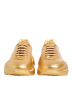 Dolce & Gabbana Gold Leather Daymaster Chunky Sneakers Shoes - Zeiniez