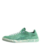 Dolce & Gabbana Green Suade DG Logo Sole Low Top Sneakers Shoes - Zeiniez