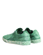 Dolce & Gabbana Green Suade DG Logo Sole Low Top Sneakers Shoes - Zeiniez