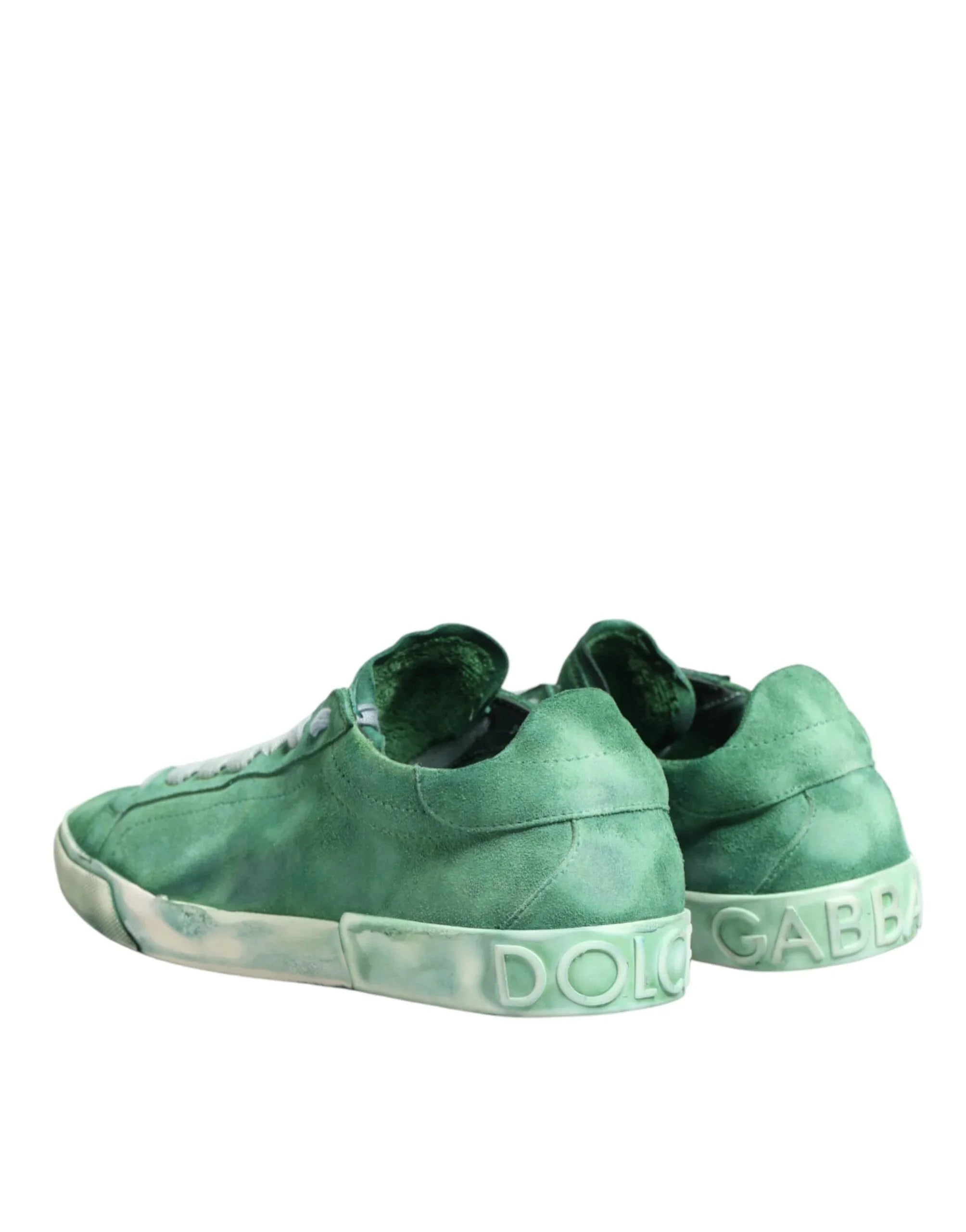 Dolce & Gabbana Green Suade DG Logo Sole Low Top Sneakers Shoes - Zeiniez