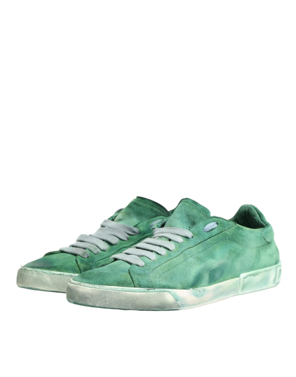 Dolce & Gabbana Green Suade DG Logo Sole Low Top Sneakers Shoes - Zeiniez