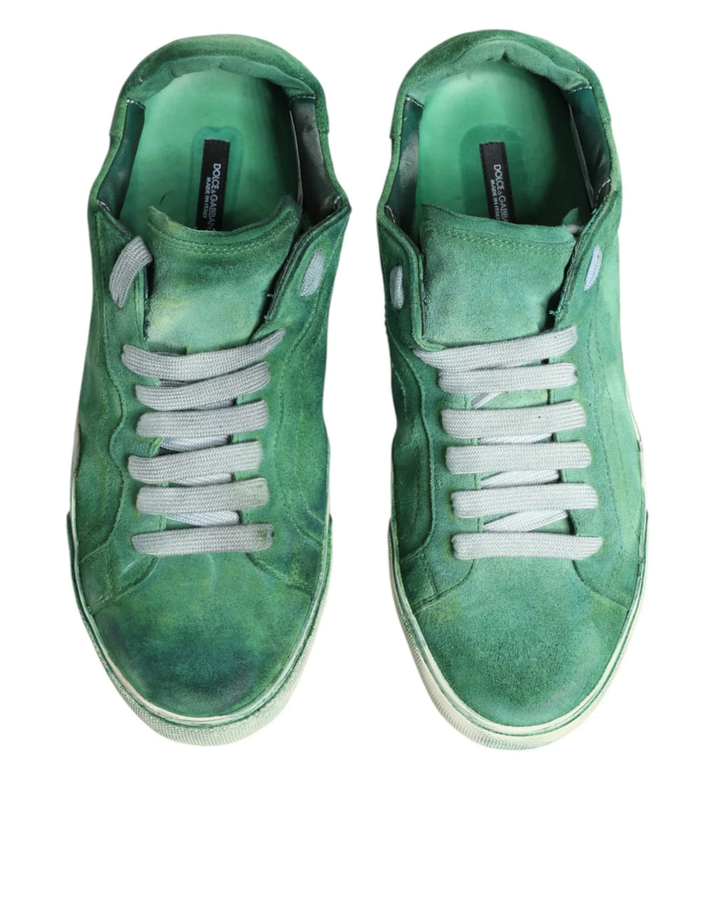 Dolce & Gabbana Green Suade DG Logo Sole Low Top Sneakers Shoes - Zeiniez