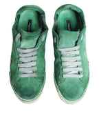 Dolce & Gabbana Green Suade DG Logo Sole Low Top Sneakers Shoes - Zeiniez
