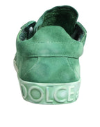 Dolce & Gabbana Green Suade DG Logo Sole Low Top Sneakers Shoes - Zeiniez