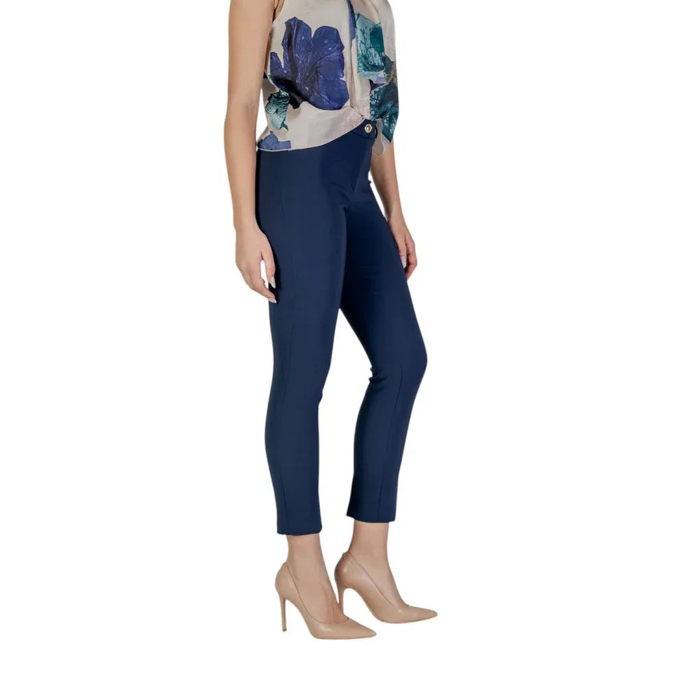Rinascimento Blue Polyester Casual Pants - Zeiniez
