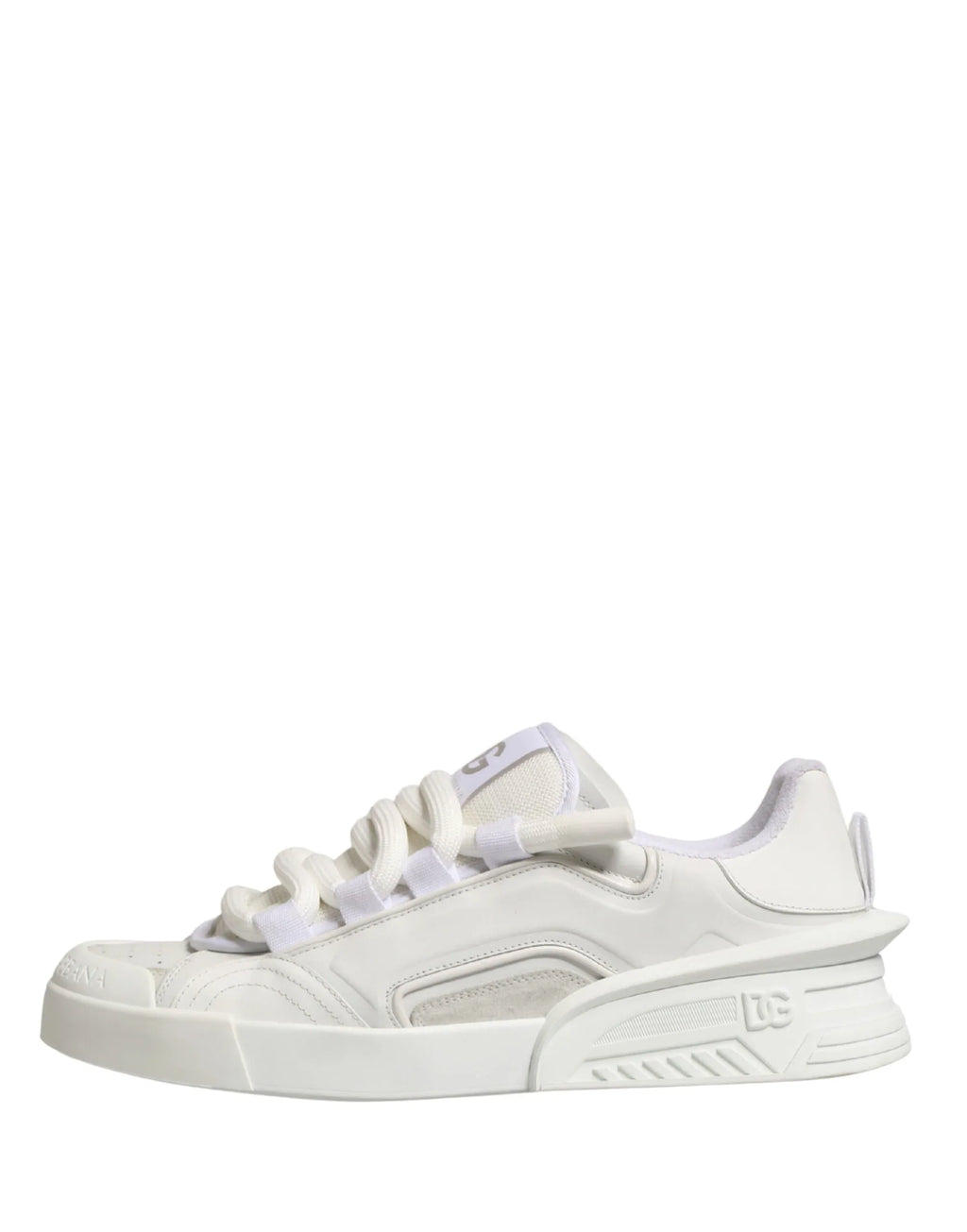 Dolce & Gabbana White Calfskin Leather Low Top Sneakers Shoes - Zeiniez