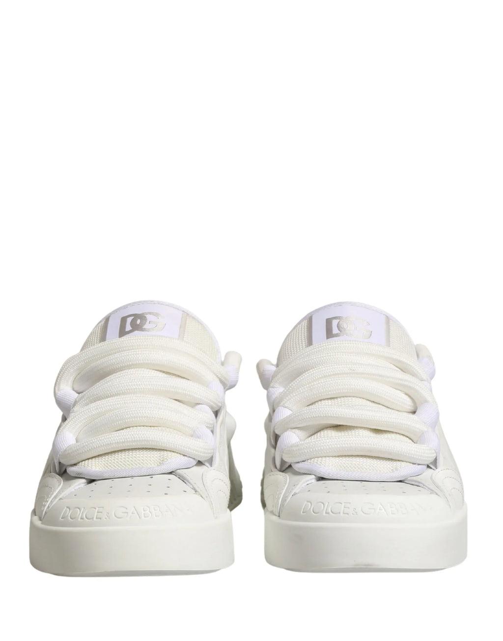 Dolce & Gabbana White Calfskin Leather Low Top Sneakers Shoes - Zeiniez