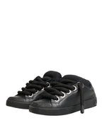 Dolce & Gabbana Black Calf Leather Nappa Lace-Up Sneakers Shoes - Zeiniez
