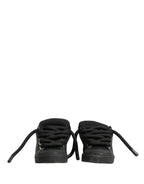 Dolce & Gabbana Black Calf Leather Nappa Lace-Up Sneakers Shoes - Zeiniez
