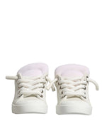 Dolce & Gabbana White Leather Shearling Fur Low Top Sneakers Shoes - Zeiniez