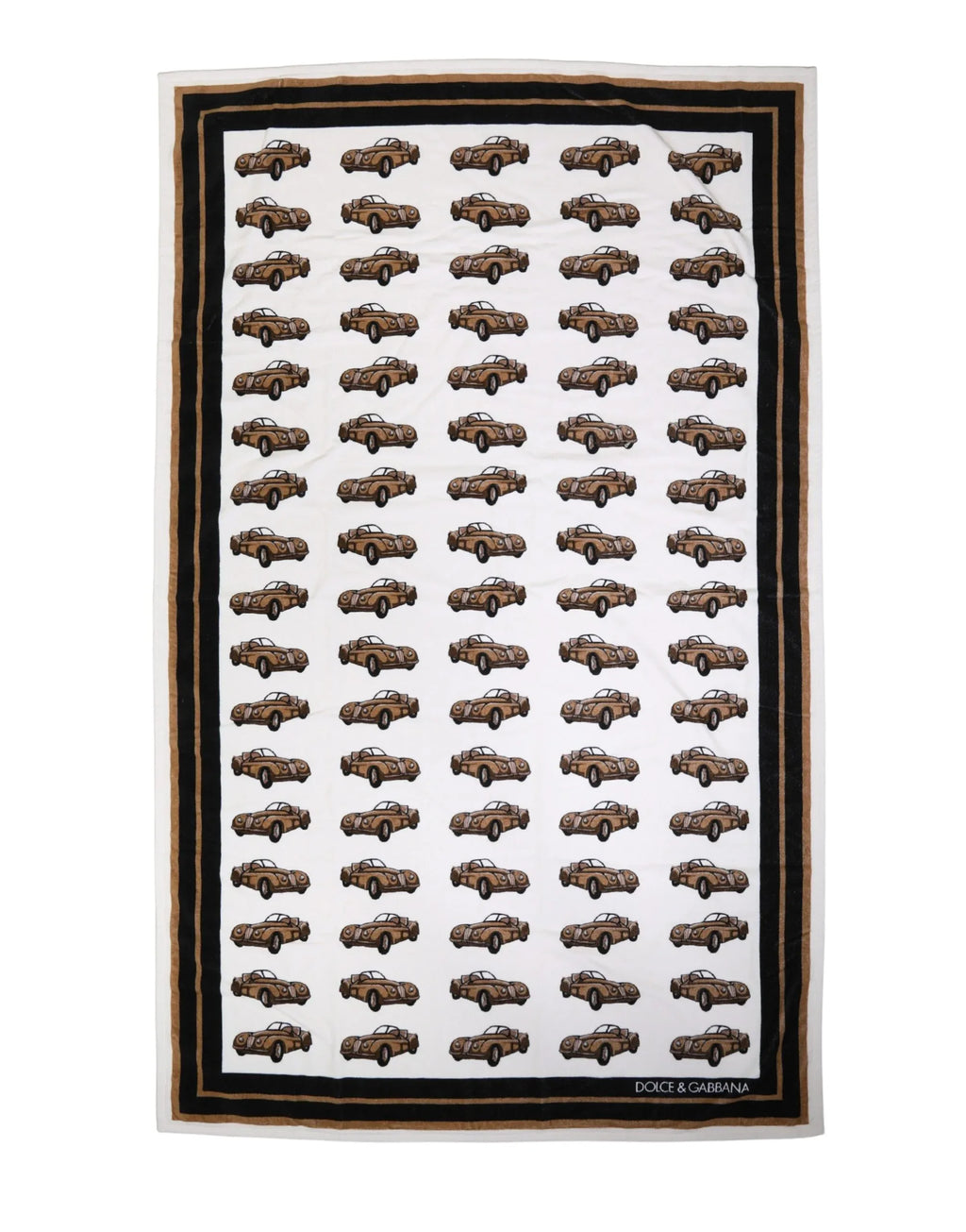 Dolce & Gabbana Towel White Cotton Car Graphic Print 115cm x 180cm Beach - Zeiniez