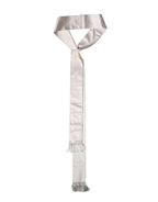 Dolce & Gabbana White Silk Satin Fringes Foulard 282cm x 10cm Men Scarf - Zeiniez