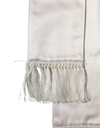 Dolce & Gabbana White Silk Satin Fringes Foulard 282cm x 10cm Men Scarf - Zeiniez