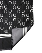 Dolce & Gabbana Black Horseshoe Silk Neck Foulard 136cm x 23cm Men Scarf - Zeiniez