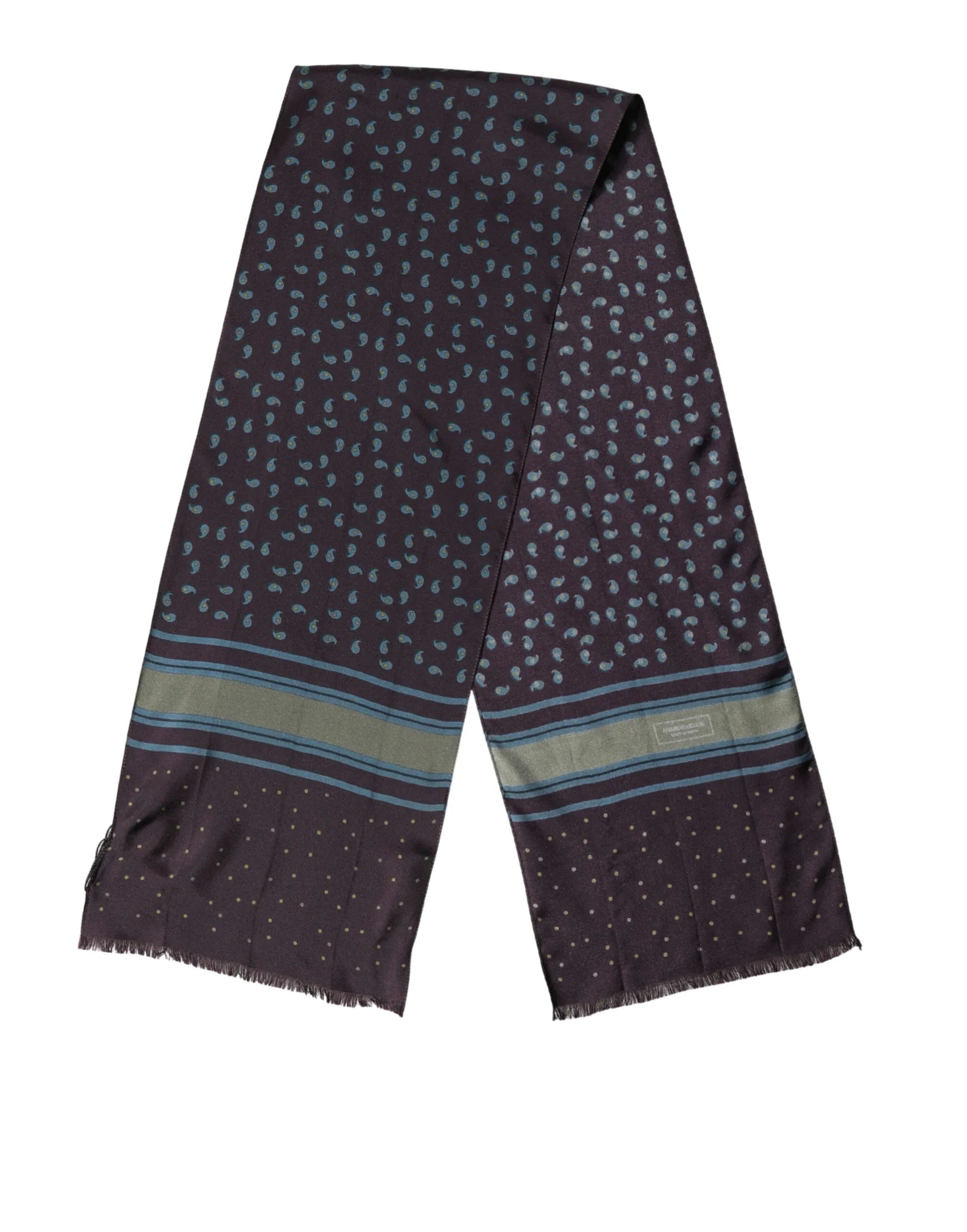 Dolce & Gabbana Men Scarf Maroon Patterned Silk Neck Foulard 132cm x 33cm - Zeiniez