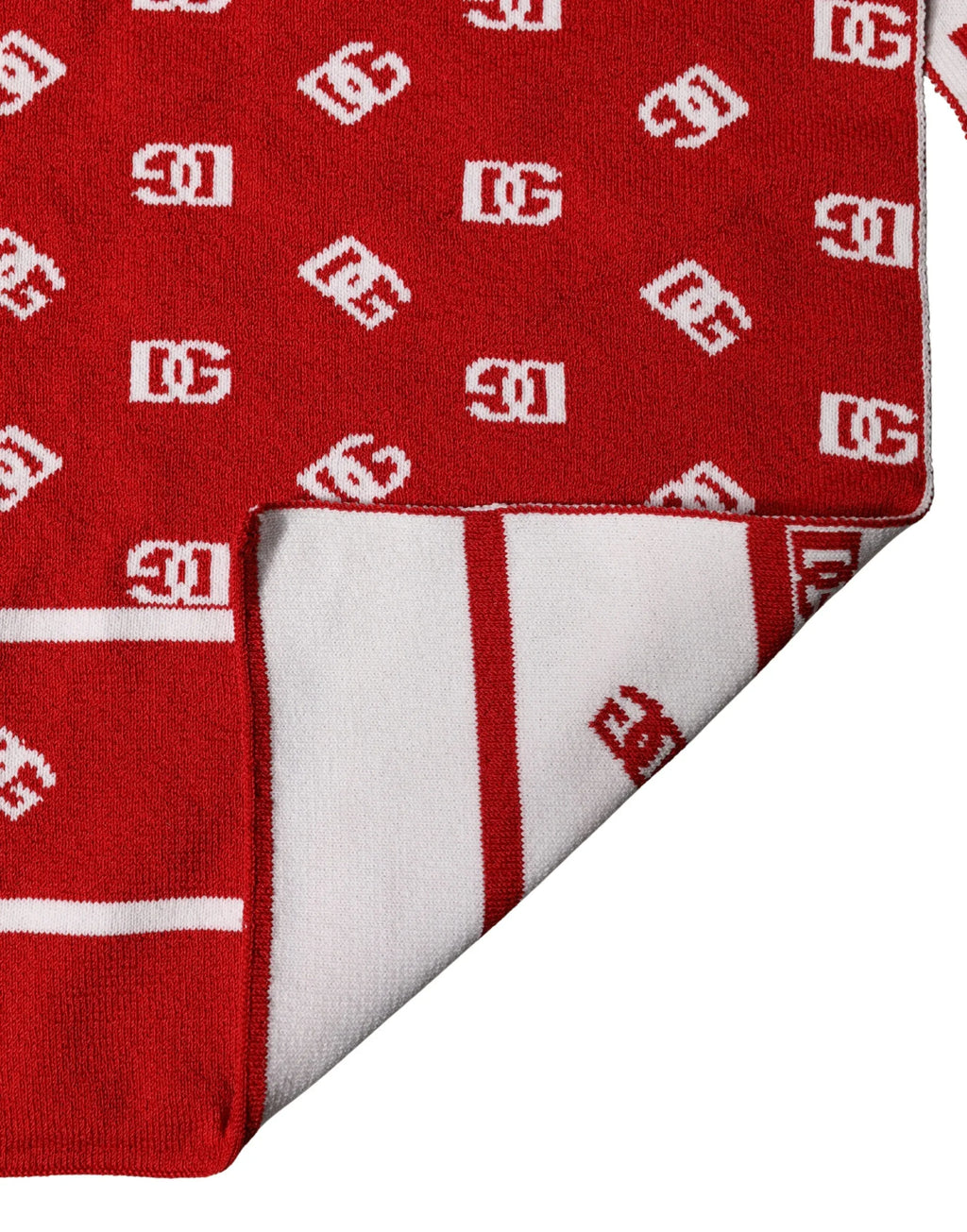 Dolce & Gabbana Red White Logo Print Foulard 201cm x 40.5cm Men Scarf - Zeiniez