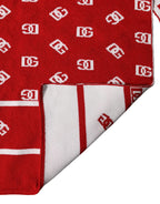 Dolce & Gabbana Red White Logo Print Foulard 201cm x 40.5cm Men Scarf - Zeiniez