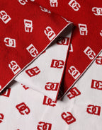 Dolce & Gabbana Red White Logo Print Foulard 201cm x 40.5cm Men Scarf - Zeiniez
