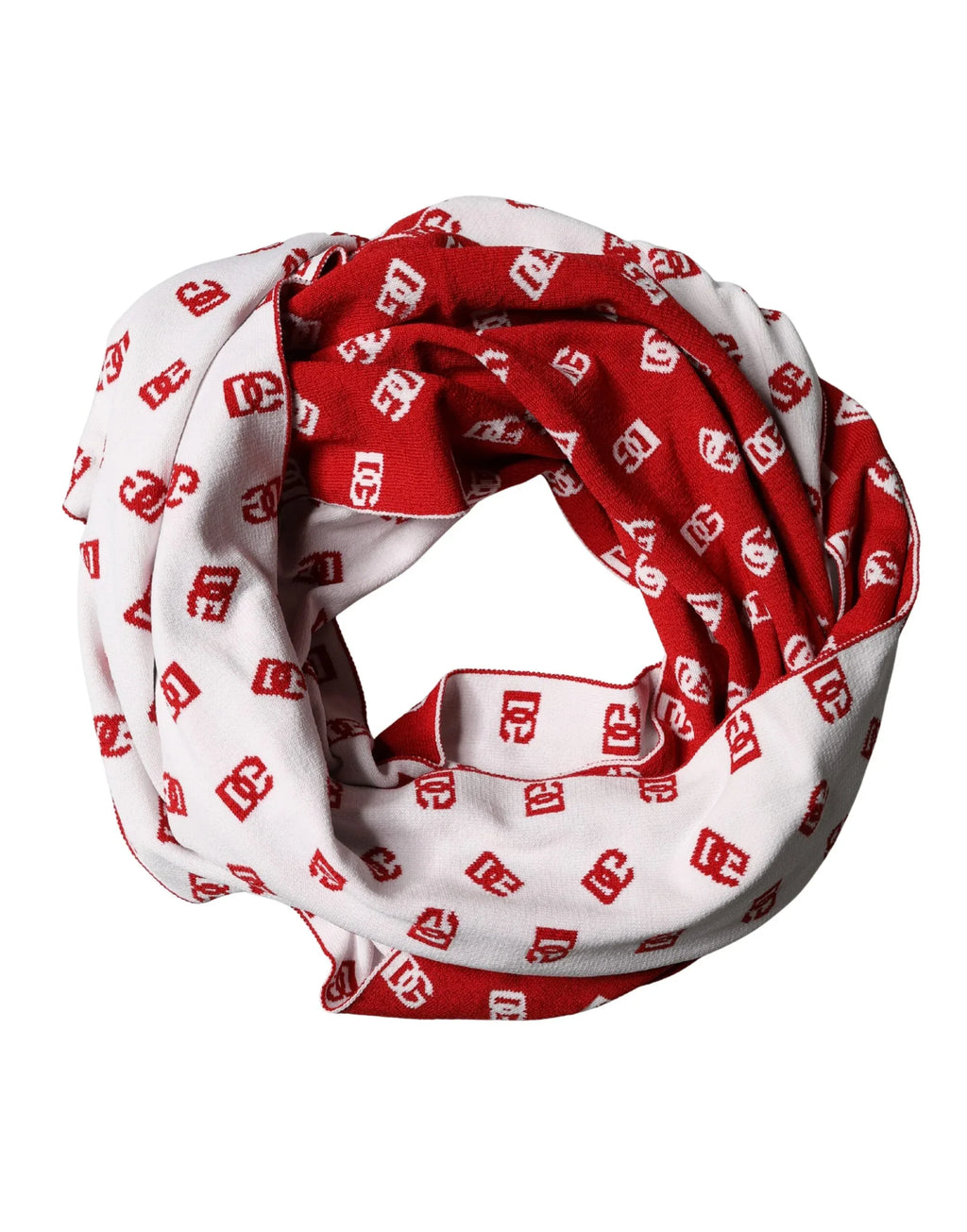 Dolce & Gabbana Red White Logo Print Foulard 201cm x 40.5cm Men Scarf - Zeiniez