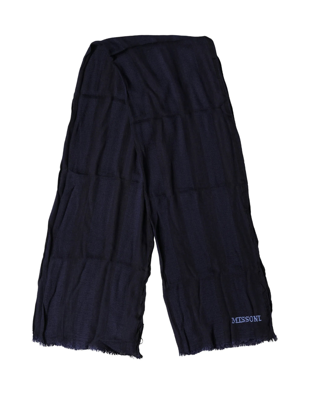 Dolce & Gabbana Dark Blue Wool Knit Unisex Wrap Fringe Shawl 170cm x 60cm Scarf - Zeiniez