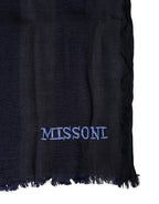 Dolce & Gabbana Dark Blue Wool Knit Unisex Wrap Fringe Shawl 170cm x 60cm Scarf - Zeiniez