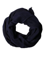 Dolce & Gabbana Dark Blue Wool Knit Unisex Wrap Fringe Shawl 170cm x 60cm Scarf - Zeiniez