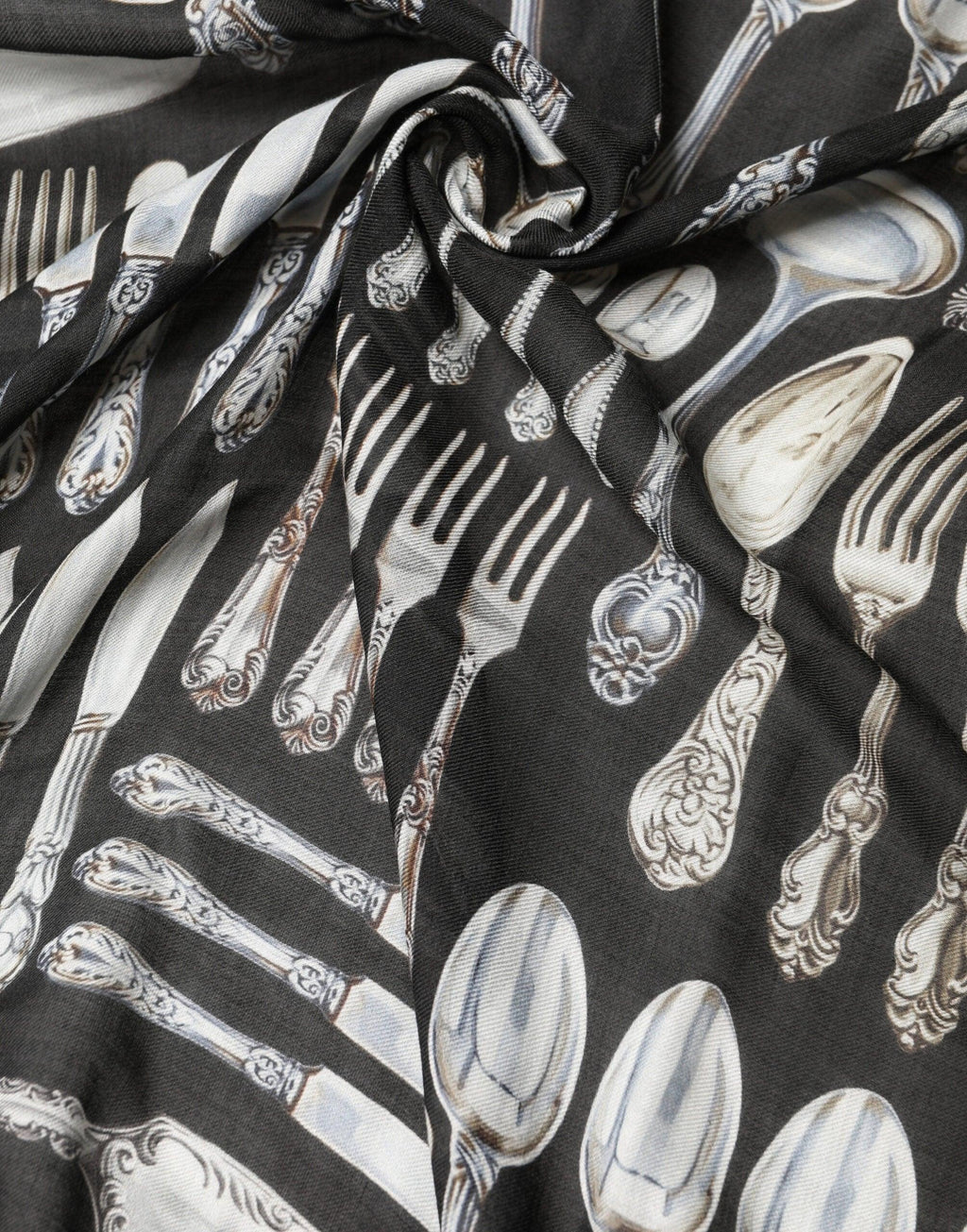 Dolce & Gabbana Multicolor Cutlery Floral Wrap Shawl 135cm x 132cm Scarf - Zeiniez