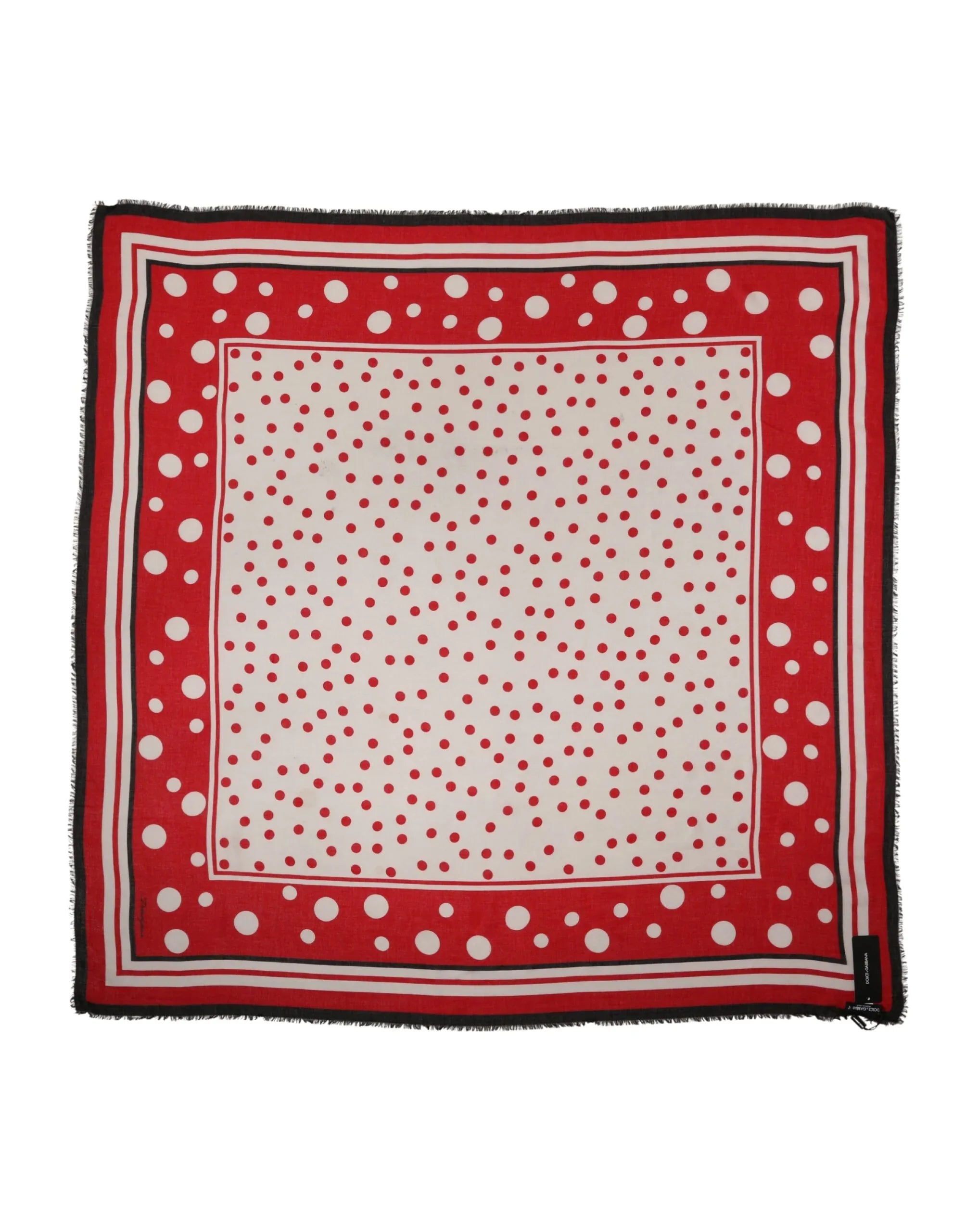 Dolce & Gabbana Red Polka Dot Print Square Stole 130cm x 130cm Scarf - Zeiniez