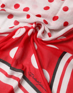 Dolce & Gabbana Red Polka Dot Print Square Stole 130cm x 130cm Scarf - Zeiniez